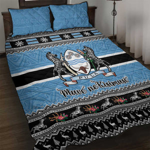 Afro Botswana Christmas Quilt Bed Set Coat Of Arms - African Pattern