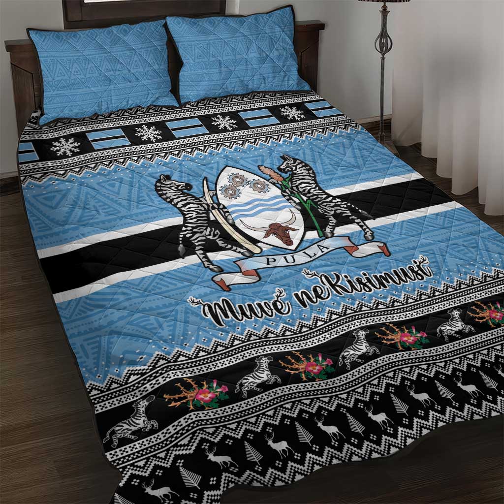 Afro Botswana Christmas Quilt Bed Set Coat Of Arms - African Pattern