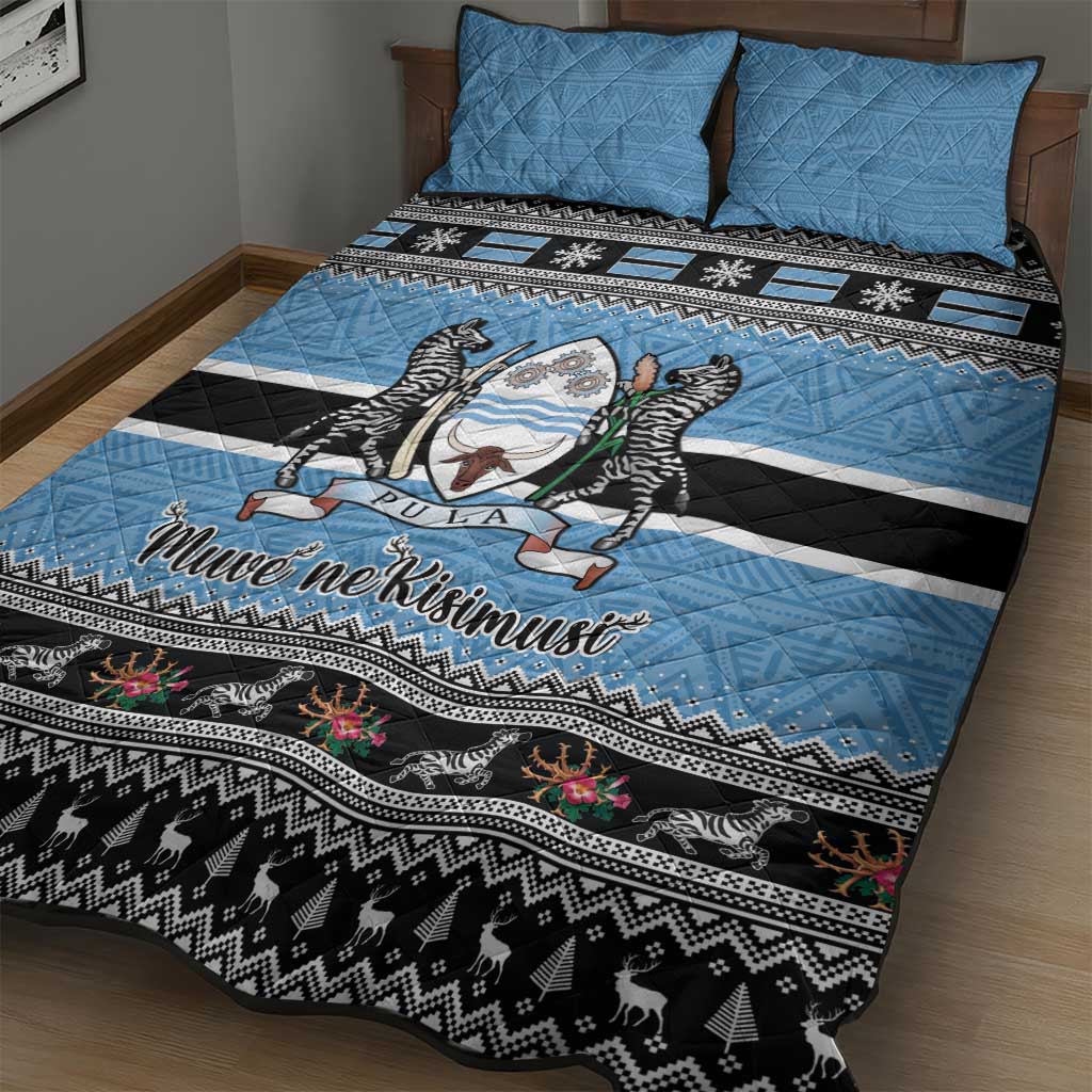 Afro Botswana Christmas Quilt Bed Set Coat Of Arms - African Pattern