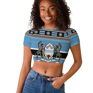 Afro Botswana Christmas Raglan Cropped T shirt Coat Of Arms - African Pattern