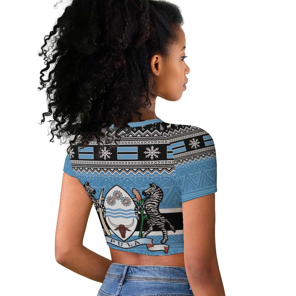 Afro Botswana Christmas Raglan Cropped T shirt Coat Of Arms - African Pattern