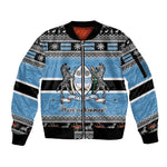 Afro Botswana Christmas Sleeve Zip Bomber Jacket Coat Of Arms - African Pattern