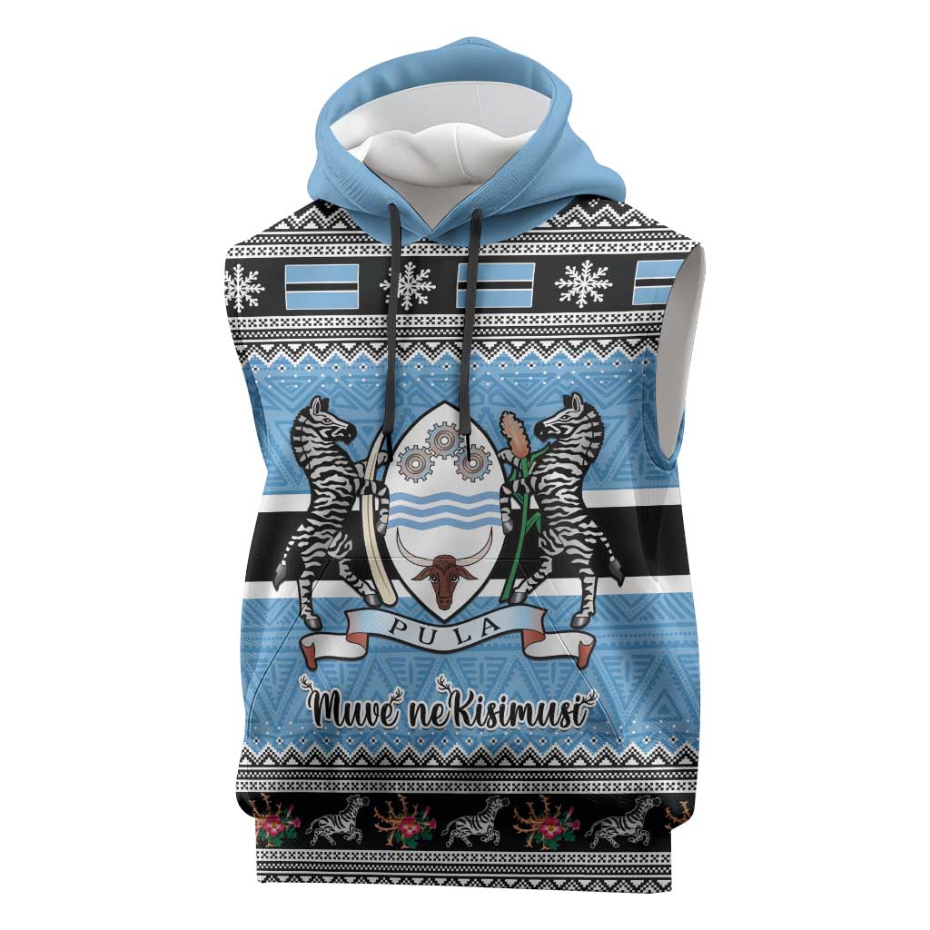 Afro Botswana Christmas Sleeveless Hoodie Coat Of Arms - African Pattern - African Pride