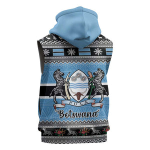 Afro Botswana Christmas Sleeveless Hoodie Coat Of Arms - African Pattern - African Pride
