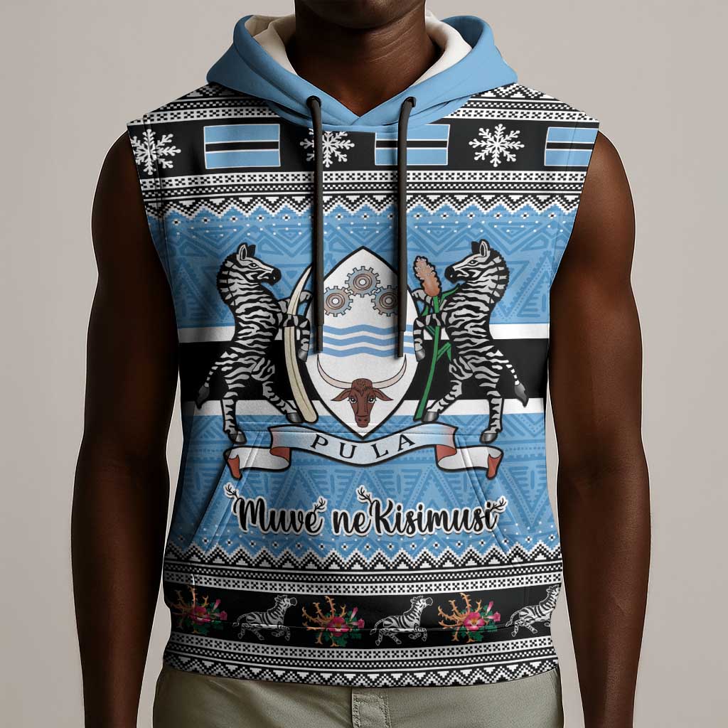 Afro Botswana Christmas Sleeveless Hoodie Coat Of Arms - African Pattern - African Pride