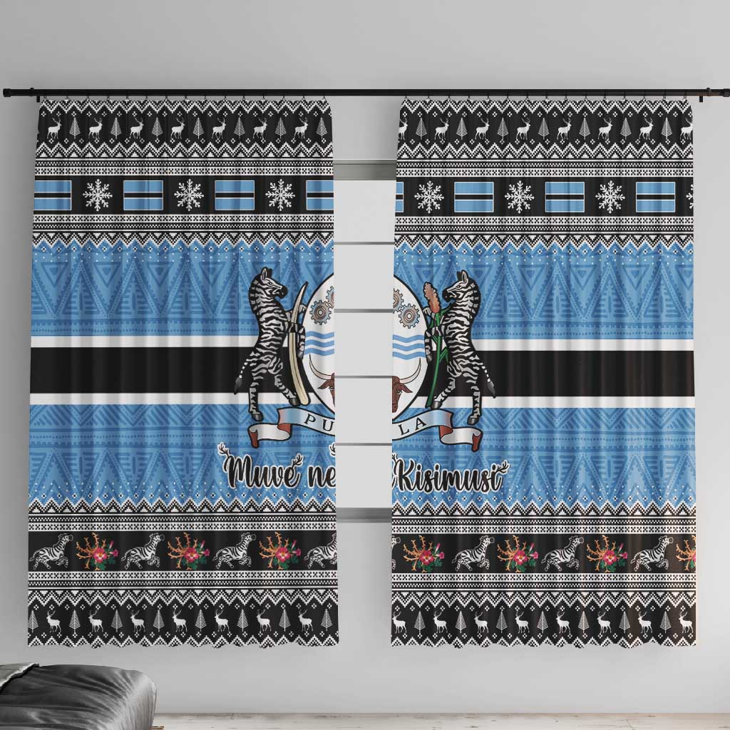 Afro Botswana Christmas Window Curtain Coat Of Arms - African Pattern