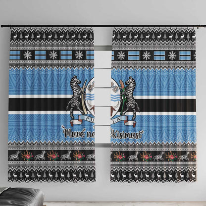 Afro Botswana Christmas Window Curtain Coat Of Arms - African Pattern