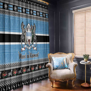 Afro Botswana Christmas Window Curtain Coat Of Arms - African Pattern