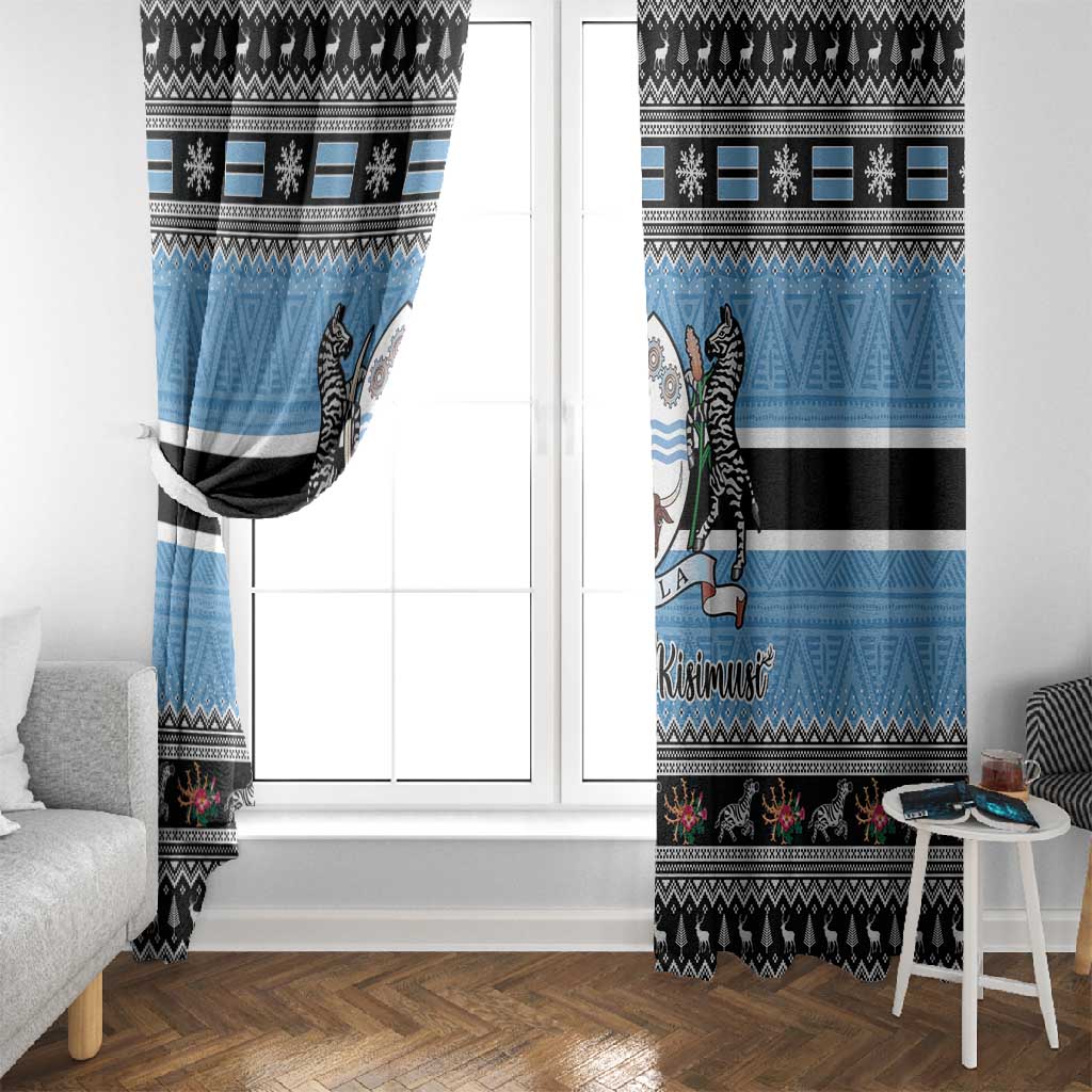 Afro Botswana Christmas Window Curtain Coat Of Arms - African Pattern