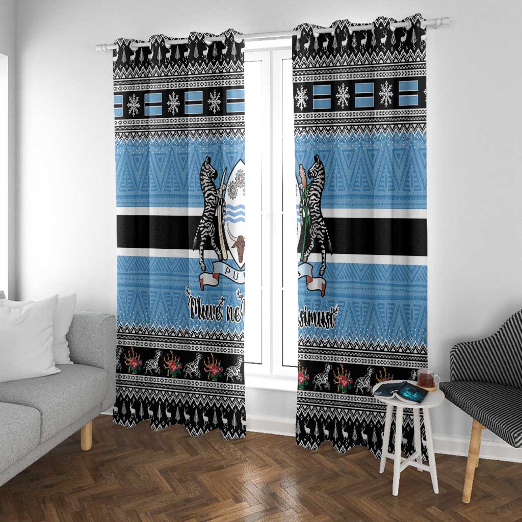 Afro Botswana Christmas Window Curtain Coat Of Arms - African Pattern