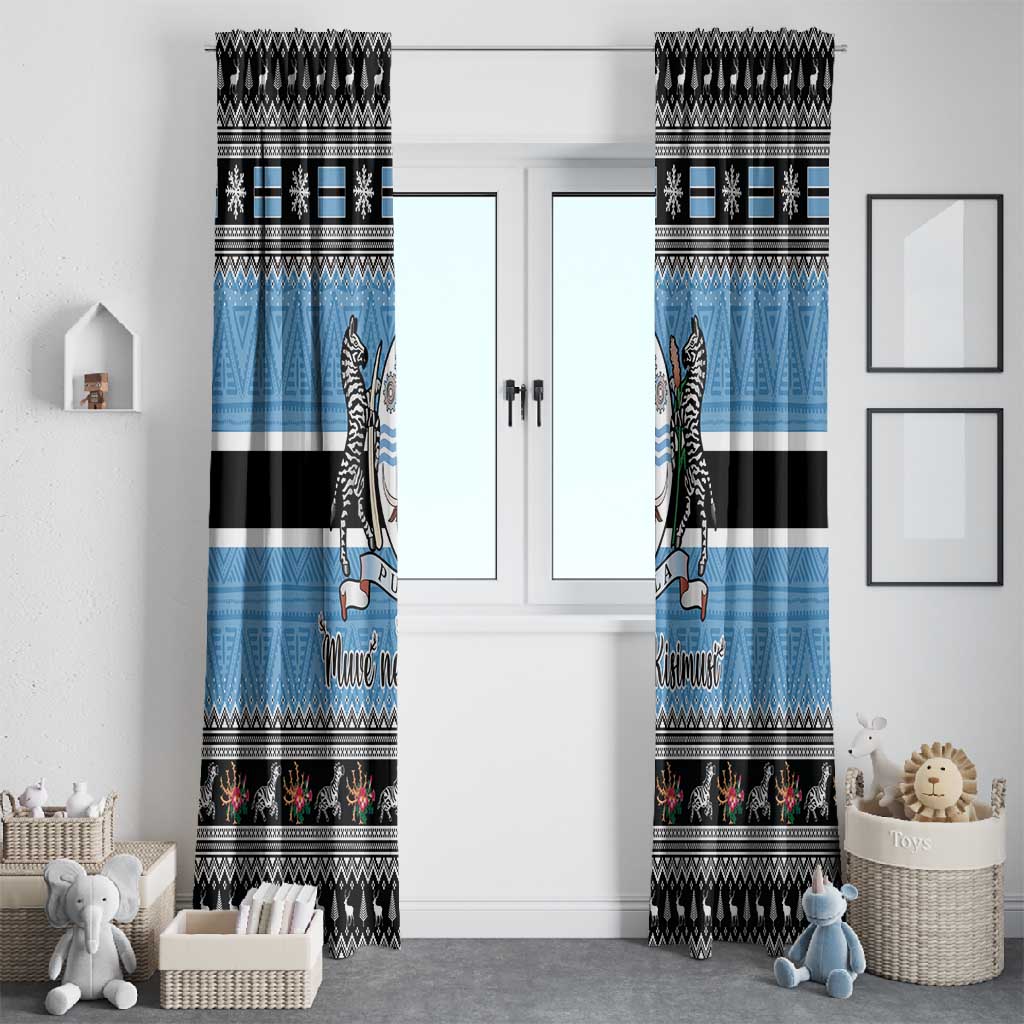 Afro Botswana Christmas Window Curtain Coat Of Arms - African Pattern