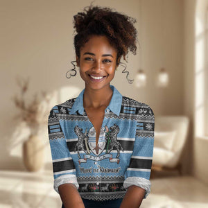 Afro Botswana Christmas Women Casual Shirt Coat Of Arms - African Pattern LT15