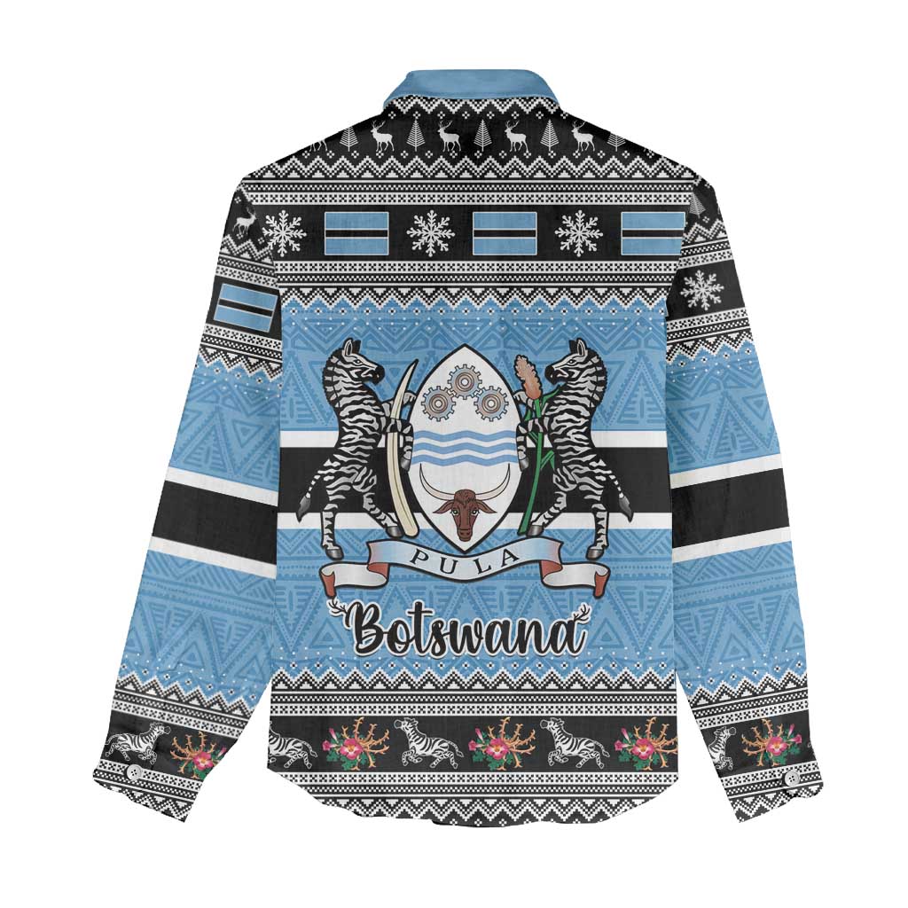 Afro Botswana Christmas Women Casual Shirt Coat Of Arms - African Pattern LT15