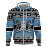 Afro Botswana Christmas Zip Hoodie Coat Of Arms - African Pattern