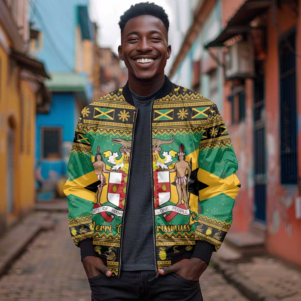 Afro-Jamaicans Bomber Jacket Coat Of Arms - Merry Christmas