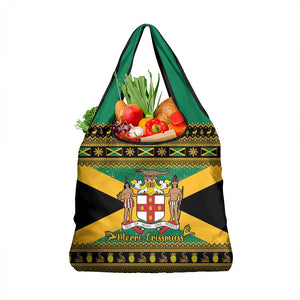 Afro-Jamaicans Grocery Bag Coat Of Arms - Merry Christmas