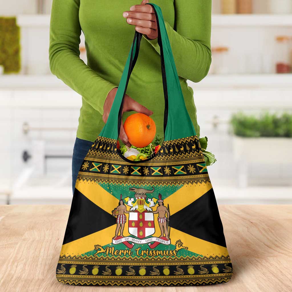 Afro-Jamaicans Grocery Bag Coat Of Arms - Merry Christmas