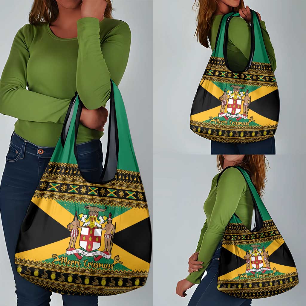 Afro-Jamaicans Grocery Bag Coat Of Arms - Merry Christmas