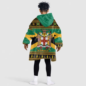 Afro-Jamaicans Kid Wearable Blanket Hoodie Coat Of Arms - Merry Christmas