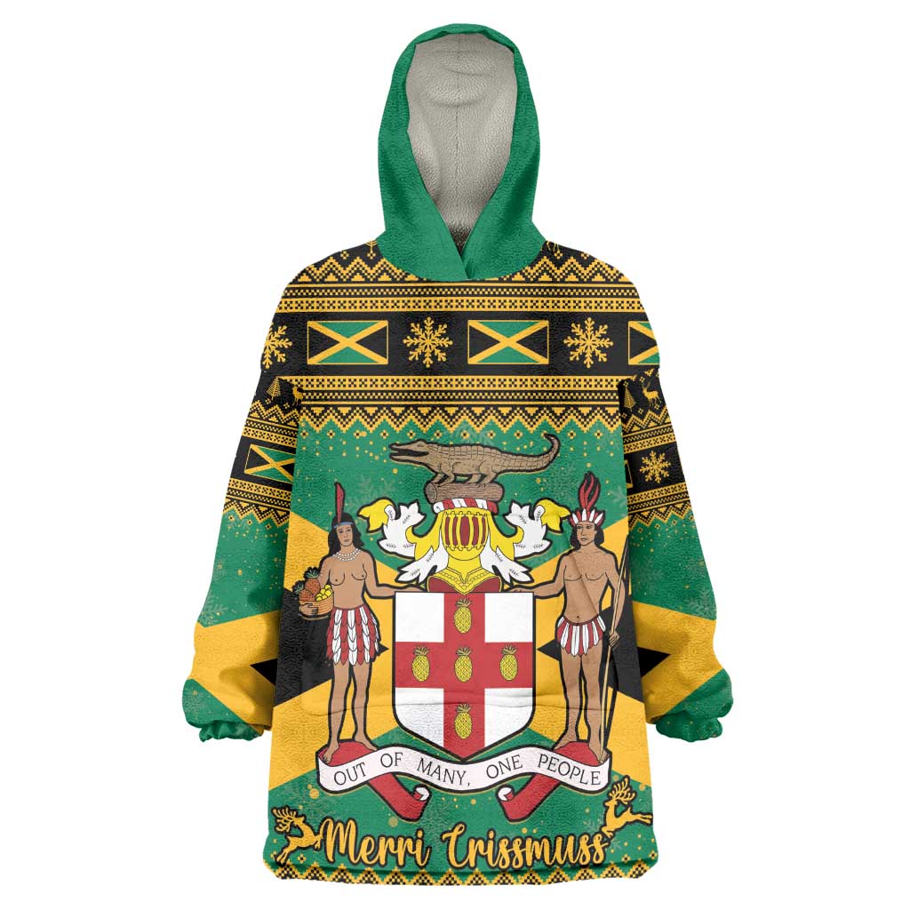 Afro-Jamaicans Kid Wearable Blanket Hoodie Coat Of Arms - Merry Christmas