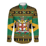 Afro-Jamaicans Long Sleeve Button Shirt Coat Of Arms - Merry Christmas
