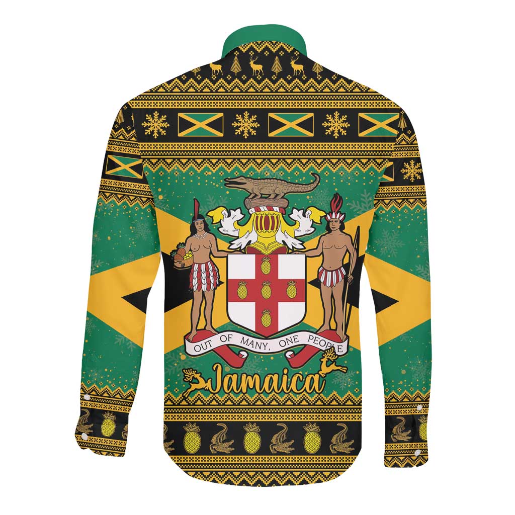 Afro-Jamaicans Long Sleeve Button Shirt Coat Of Arms - Merry Christmas