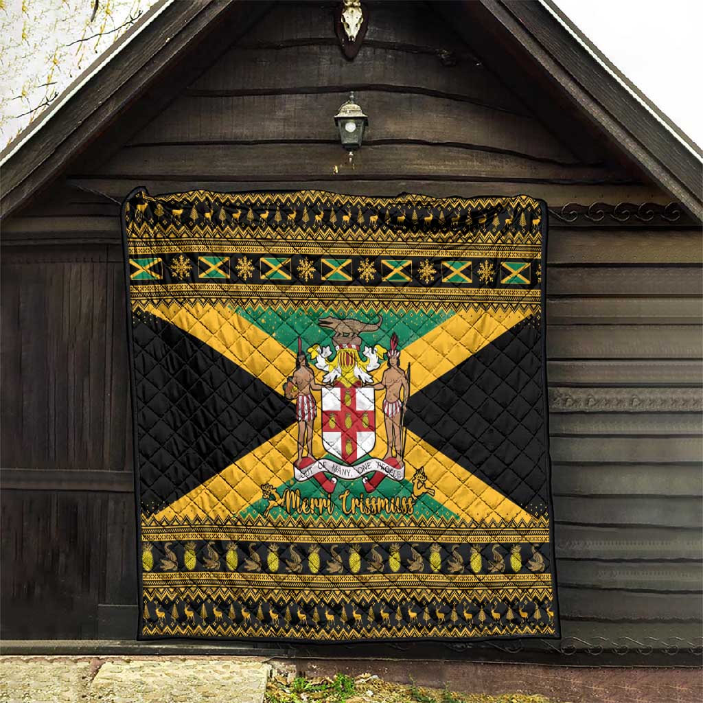 Afro-Jamaicans Quilt Coat Of Arms - Merry Christmas