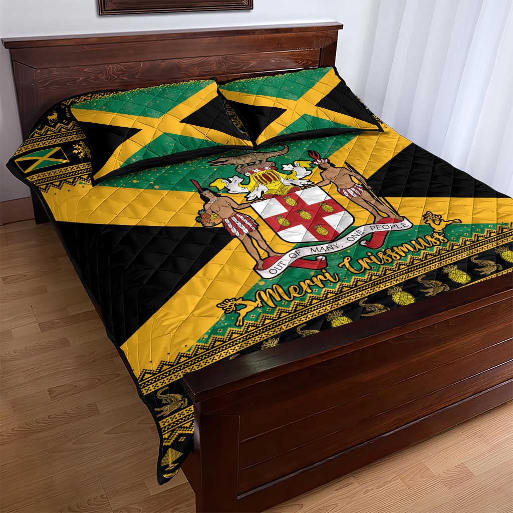 Afro-Jamaicans Quilt Bed Set Coat Of Arms - Merry Christmas