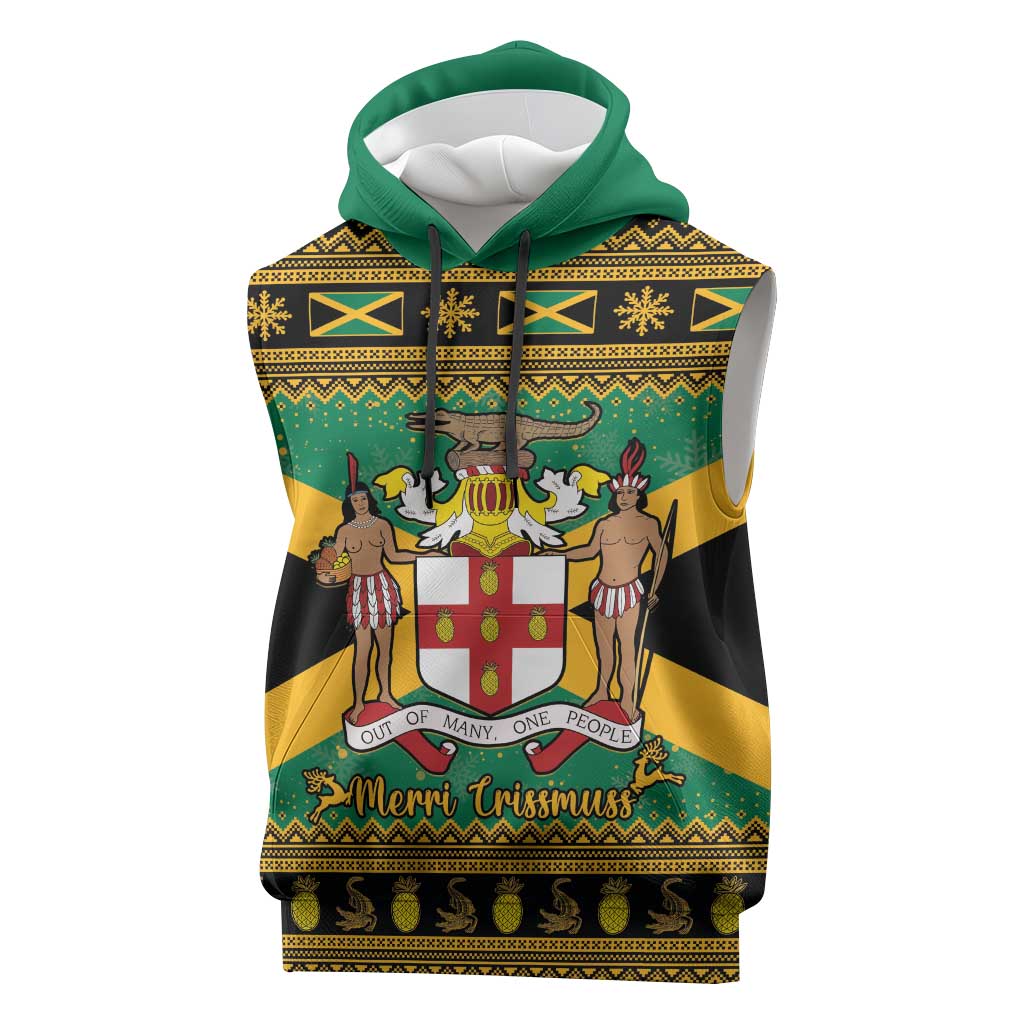 Afro-Jamaicans Sleeveless Hoodie Coat Of Arms - Merry Christmas - African Pride