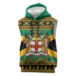 Afro-Jamaicans Sleeveless Hoodie Coat Of Arms - Merry Christmas - African Pride