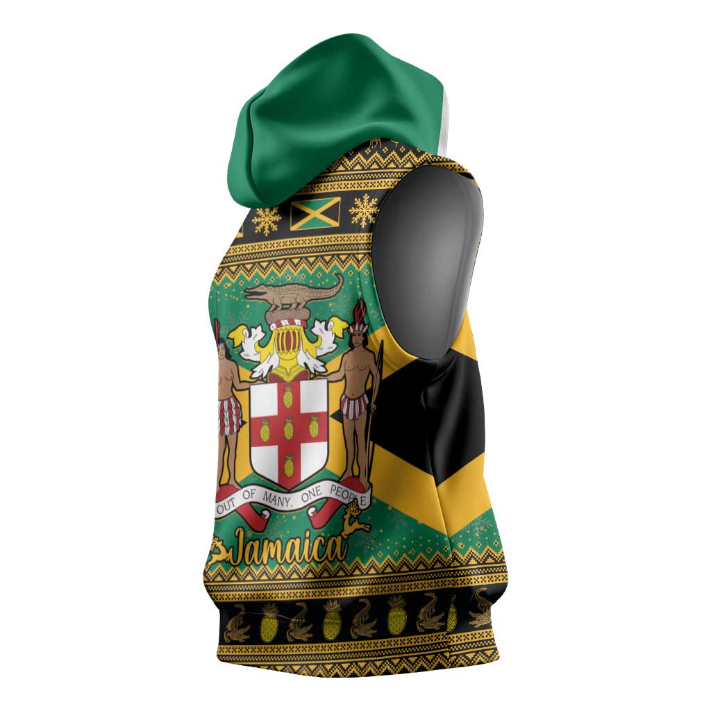 Afro-Jamaicans Sleeveless Hoodie Coat Of Arms - Merry Christmas - African Pride