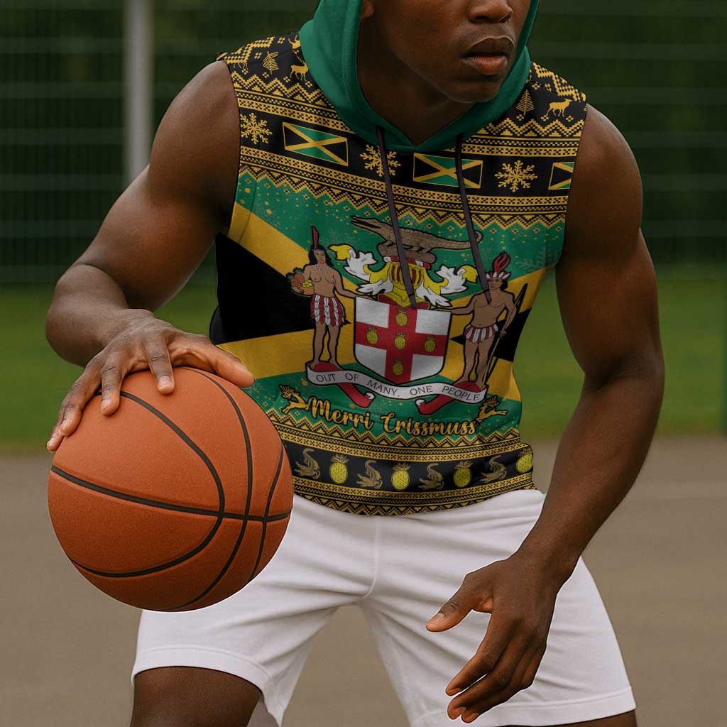 Afro-Jamaicans Sleeveless Hoodie Coat Of Arms - Merry Christmas - African Pride