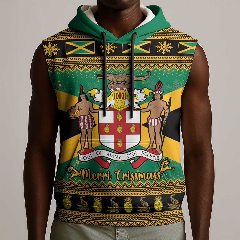 Afro-Jamaicans Sleeveless Hoodie Coat Of Arms - Merry Christmas - African Pride