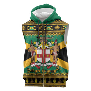 Afro-Jamaicans Sleeveless Zip Hoodie Coat Of Arms - Merry Christmas - African Pride