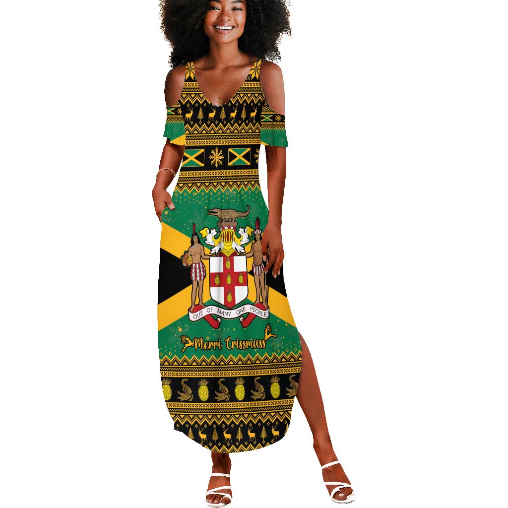 Afro-Jamaicans Summer Maxi Dress Coat Of Arms - Merry Christmas