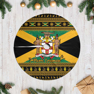 Afro-Jamaicans Tree Skirt Coat Of Arms with Merry Christmas