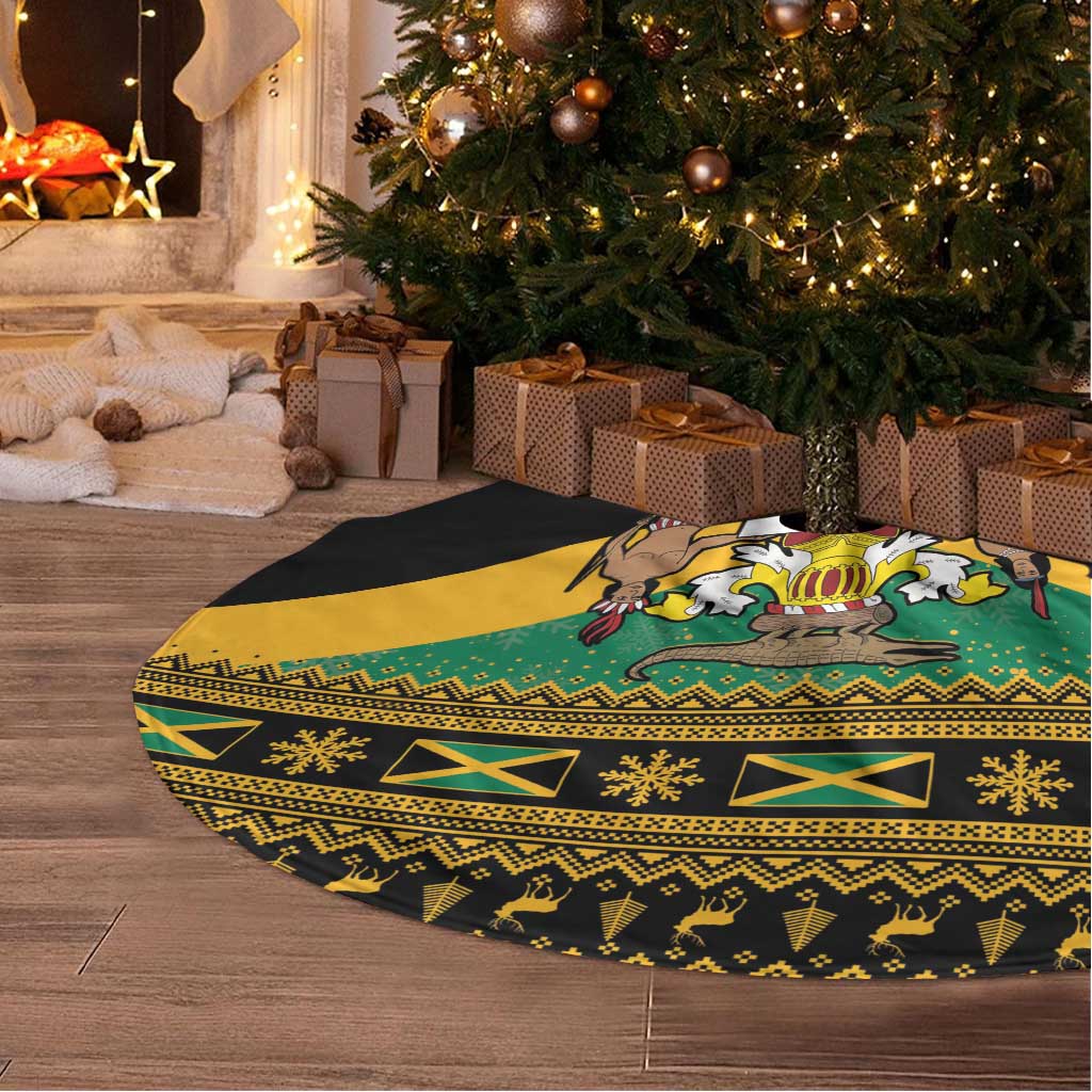 Afro-Jamaicans Tree Skirt Coat Of Arms with Merry Christmas