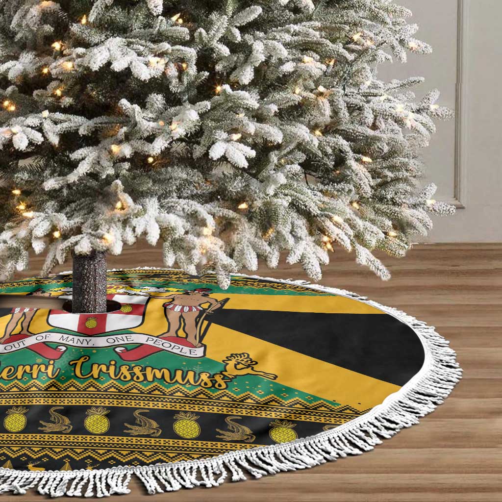 Afro-Jamaicans Tree Skirt Coat Of Arms with Merry Christmas
