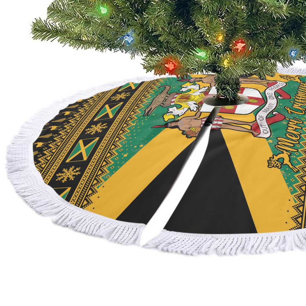 Afro-Jamaicans Tree Skirt Coat Of Arms with Merry Christmas