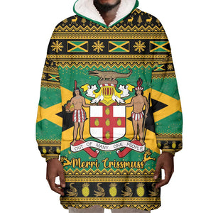 Afro-Jamaicans Wearable Blanket Hoodie Coat Of Arms - Merry Christmas
