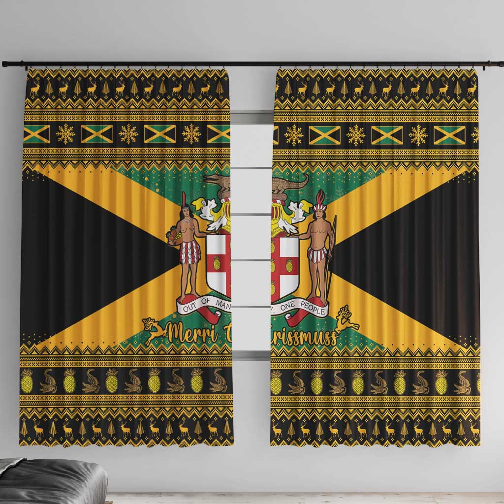 Afro-Jamaicans Window Curtain Coat Of Arms - Merry Christmas