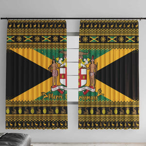 Afro-Jamaicans Window Curtain Coat Of Arms - Merry Christmas