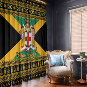 Afro-Jamaicans Window Curtain Coat Of Arms - Merry Christmas