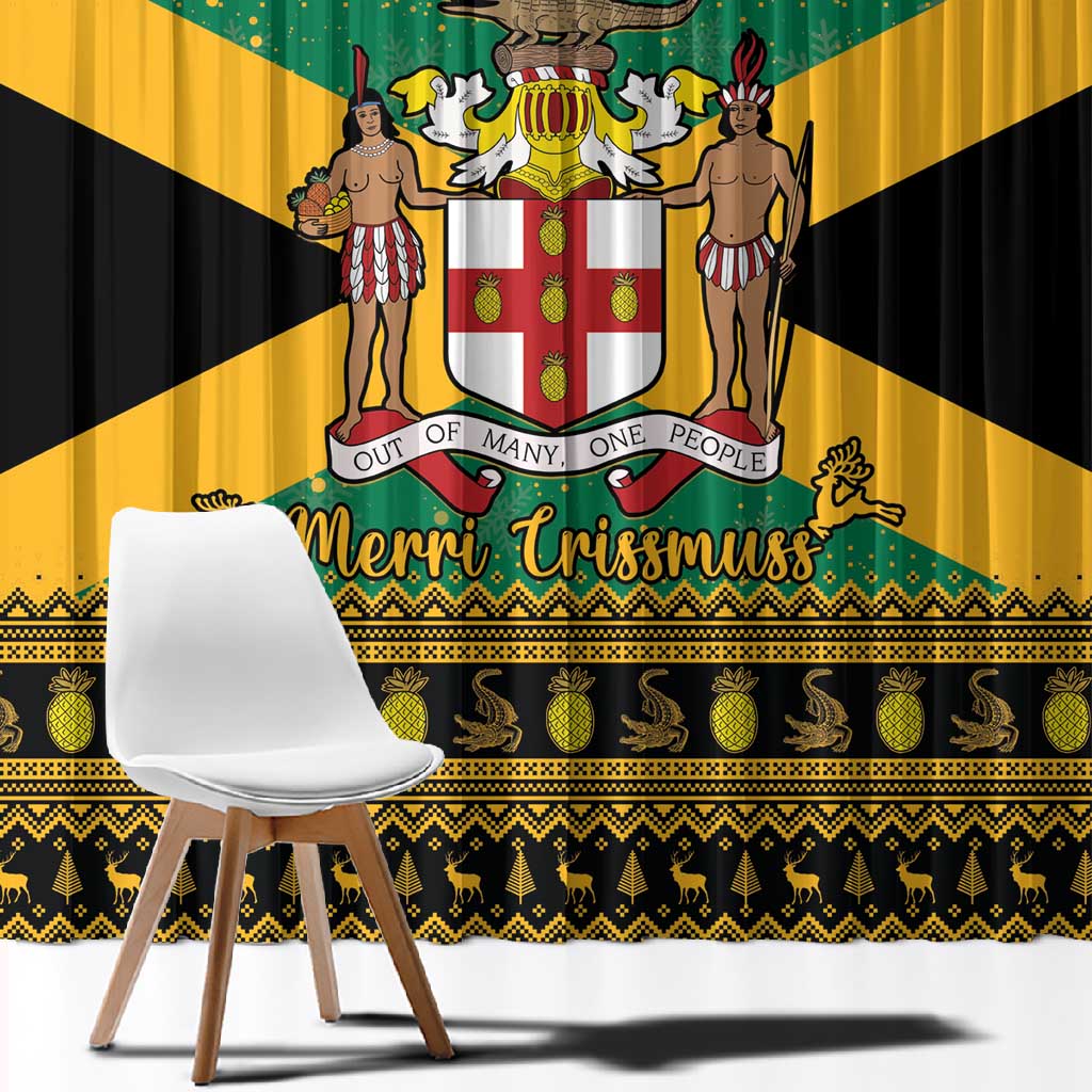 Afro-Jamaicans Window Curtain Coat Of Arms - Merry Christmas