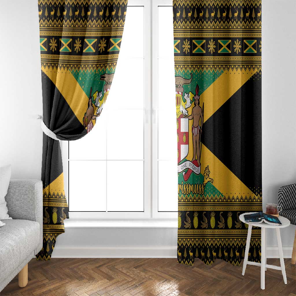 Afro-Jamaicans Window Curtain Coat Of Arms - Merry Christmas