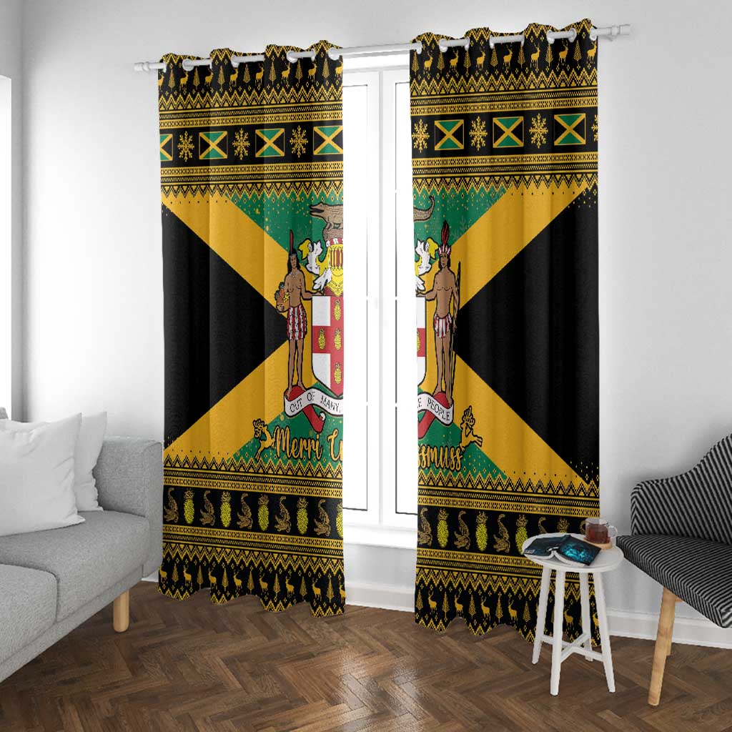 Afro-Jamaicans Window Curtain Coat Of Arms - Merry Christmas