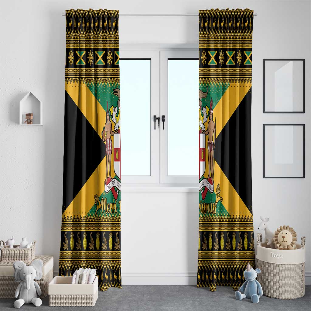 Afro-Jamaicans Window Curtain Coat Of Arms - Merry Christmas