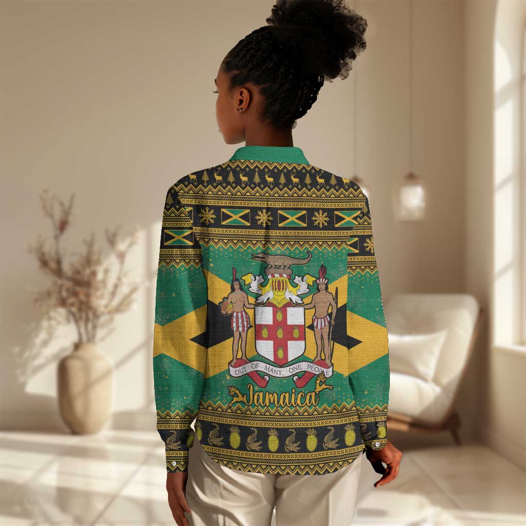 Afro-Jamaicans Women Casual Shirt Coat Of Arms - Merry Christmas LT15