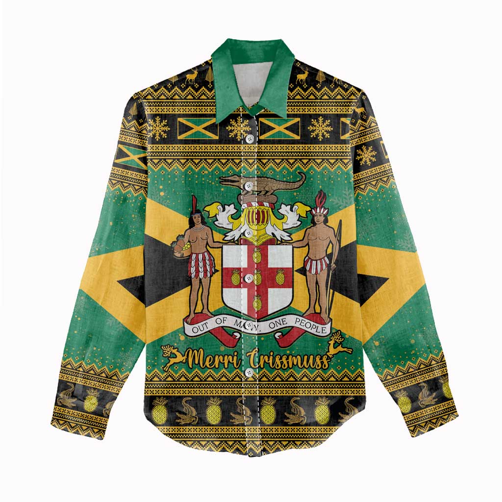 Afro-Jamaicans Women Casual Shirt Coat Of Arms - Merry Christmas LT15