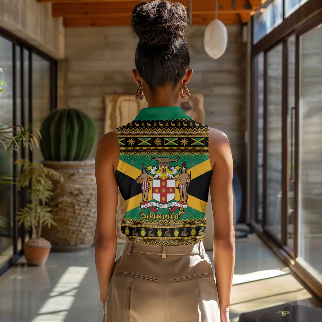 Afro-Jamaicans Women Sleeveless Polo Shirt Coat Of Arms - Merry Christmas